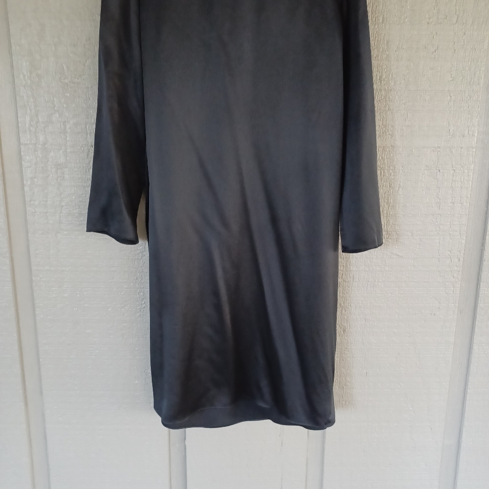 Vince Mock Neck Silk Shift Dress Size S Women Minimalist Quiet Luxury In Black - Picture 4 of 15